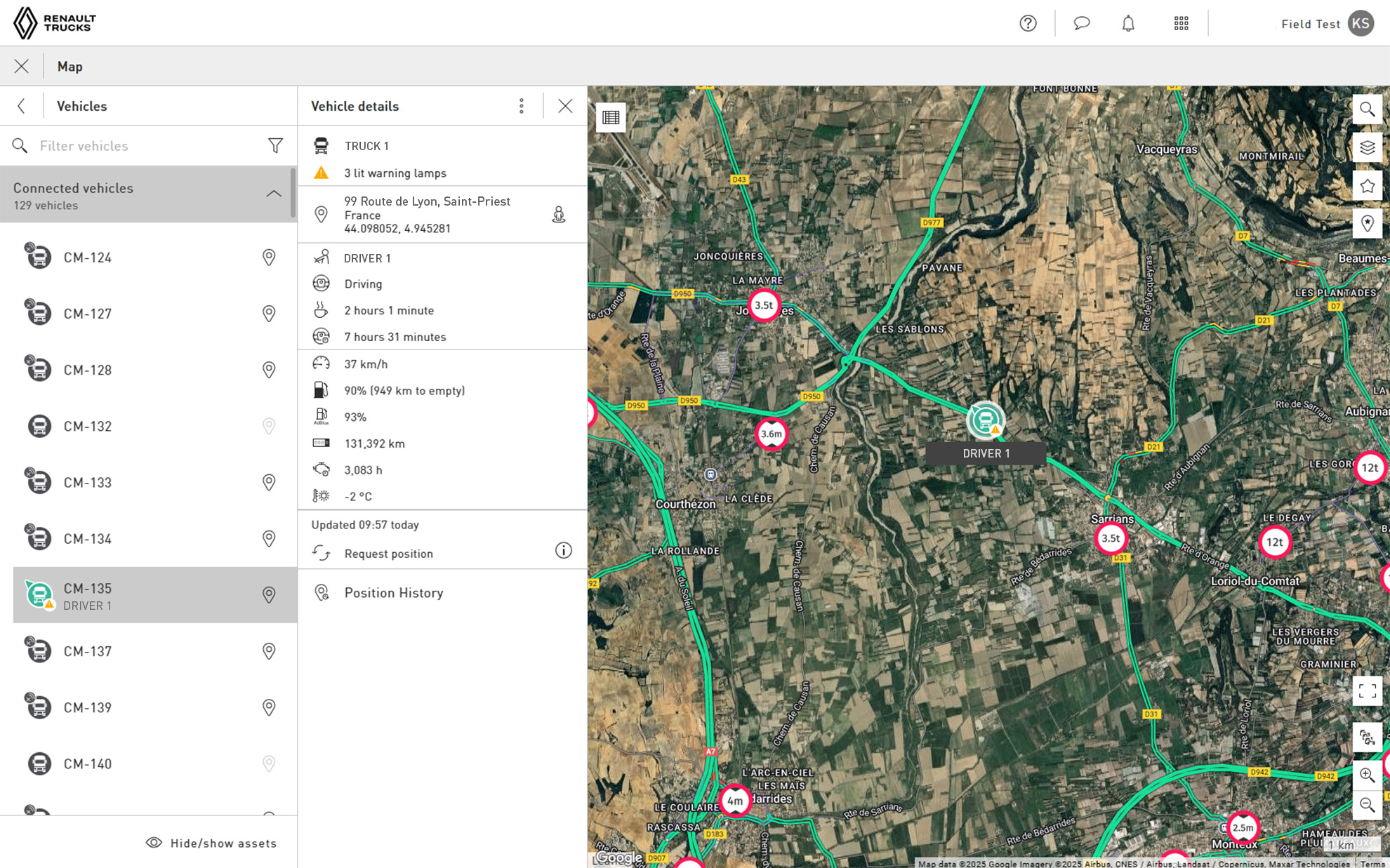 Renault Trucks Optifleet Map