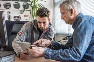 Salesman chatting with a client