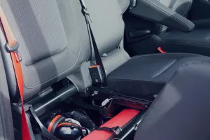 storing space beneath the passenger seat of the Renault Trucks Trafic